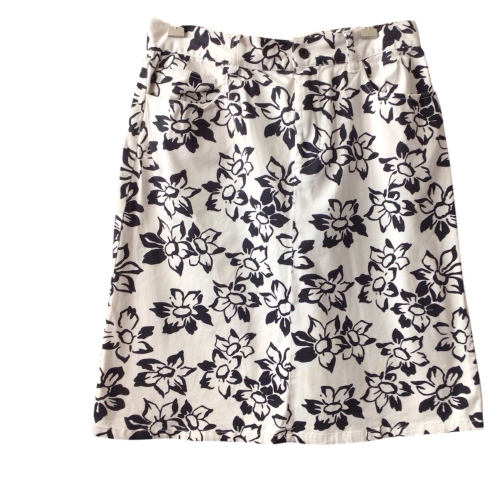 Polo by Ralph Lauren Black Floral Midi Skirt size 10
